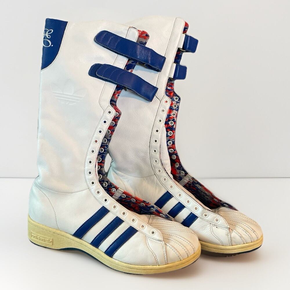 Y2K Adidas Missy Elliott Remix White/Blue Leather Boxing Boot size 10 RARE*